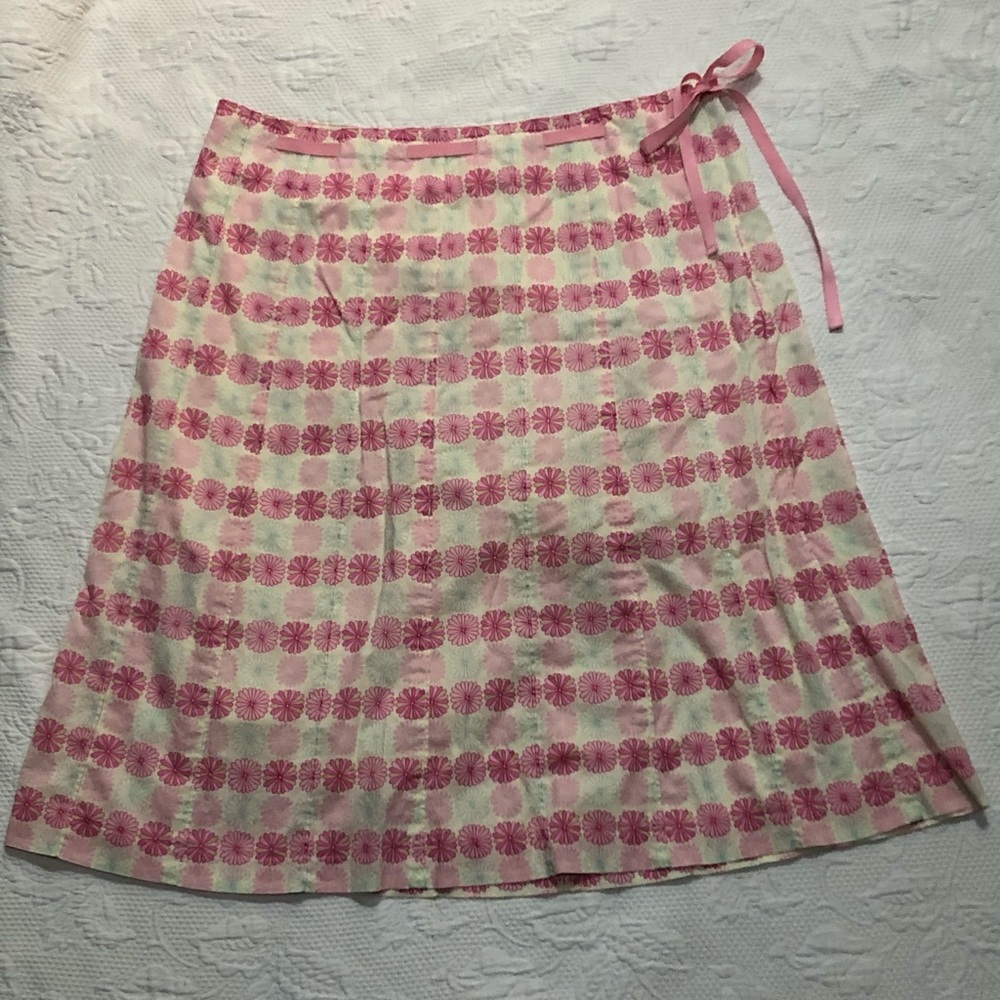 J Crew size 6 yellow and pink daisy long skirt